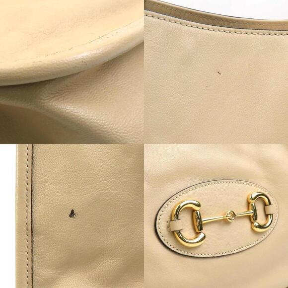 Gucci Horsebit Leather Shoulder Bag, Beige, Women's, 623694, r10906i - Picture 4 of 5